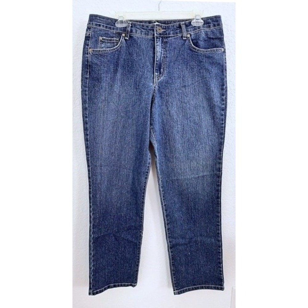 Bandolino Blu Mandie Blue Dark Wash Straight Jeans Womens 16 Average Casual City